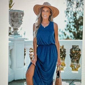Cupshe Round Neck Sleeveless Jersey Maxi Dress
